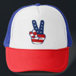 Casquette Patriotique Paix Signe USA Drapeau Trucker Chapeau<br><div class="desc">Patriotique Paix Signe USA Drapeau Trucker Chapeau</div>