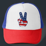 Casquette Patriotique Paix Signe USA Drapeau Trucker Chapeau<br><div class="desc">Patriotique Paix Signe USA Drapeau Trucker Chapeau</div>
