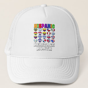 Casquette Pays Latino Drapeaux Coeur, Bonne Fête