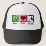 Casquette Peace Loos Tattoos Cute Tattoo Artist Gun<br><div class="desc">Peace Love Tattoos. Un cadeau d'artiste de tatouage cool avec un signe de paix,  le coeur et le pistolet de tatouage pour un tatoueur. Tatouage mignon présent.</div>