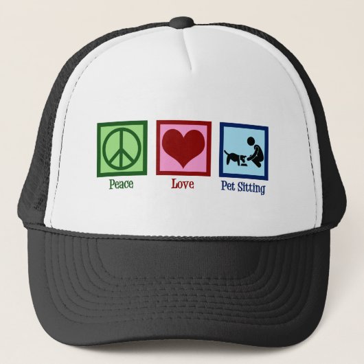 Casquette Peace Love Animal Sitting Chien Service de marche (Devant)