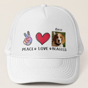 Casquette Peace Love Beagles Amoureux de les chiens Trucker