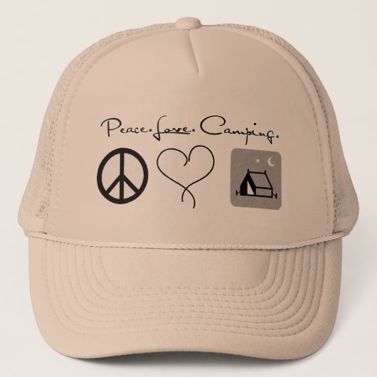 Casquette Peace Love Camping Chapeaux Trucker (Devant)