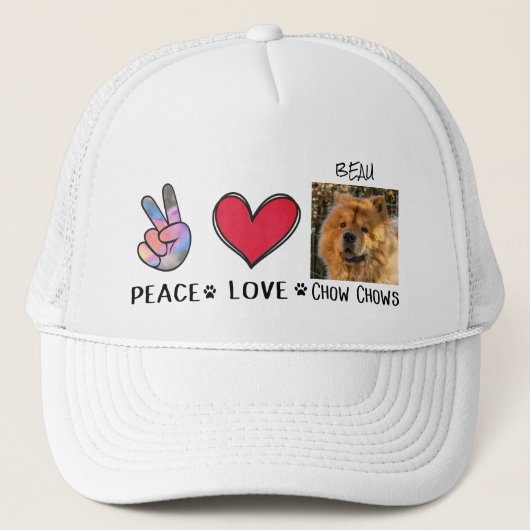 Casquette Peace Love Chow Chows Dog Lovers (Devant)