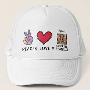 Casquette Peace Love Cocker Spaniels Dog Lovers Trucker Hat