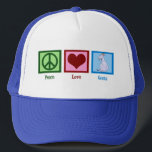 Casquette Peace Love Goats Cute Farmer<br><div class="desc">A pretty green peace sign,  red heart,  and an adorable goat hat gift for a farmer or person who likes farm animals. Peace Love Goats cap.</div>