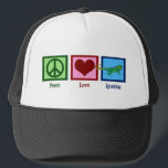 Casquette Peace Love Iguanas<br><div class="desc">Un signe de paix, un coeur, et un iguane vert mignon. J'aime les cadeaux de propriétaire d'iguane cool pour mon animal de compagnie préféré.</div>