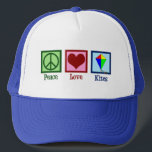 Casquette Peace Love Kites Cute Kite Festival<br><div class="desc">Un joli cadeau de fête de cerf-volant pour quelqu'un qui aime les cerfs-volants au parc.</div>