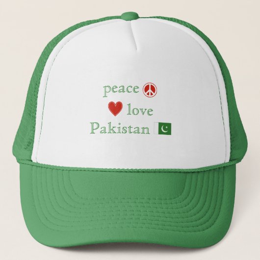 Casquette Peace Love Pakistan Heart Pakistani Drapeau (Devant)