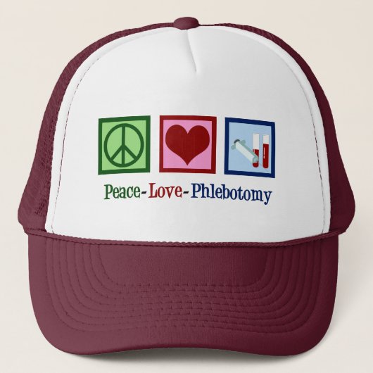 Casquette Peace Love Phlebotomy mignon Phlebotomiste (Devant)