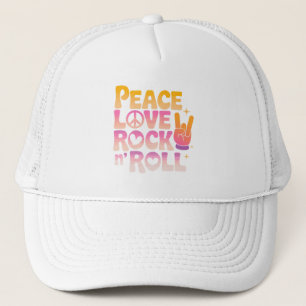 Casquette Peace Love Rock n Roll - Typographie inspirée par