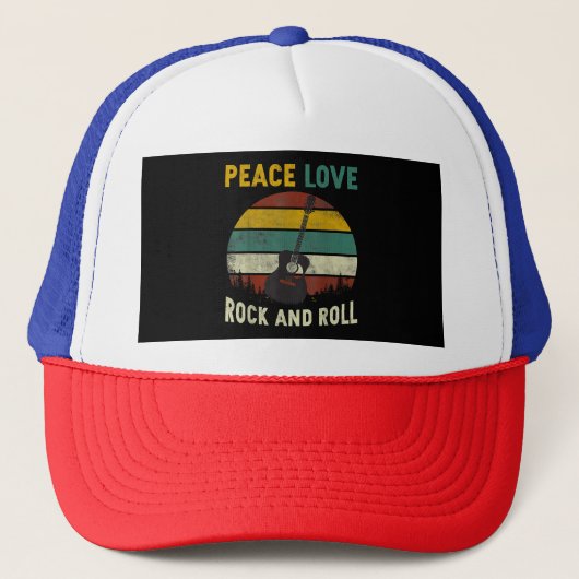 Casquette Peace Love & Rock & Roll Guitare Player Guitariste (Devant)