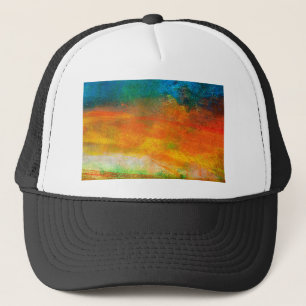 Casquette Peinture acrylique Abstraite multicolore orange et
