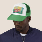 Casquette Peinture colorée de fleurs (En situation)