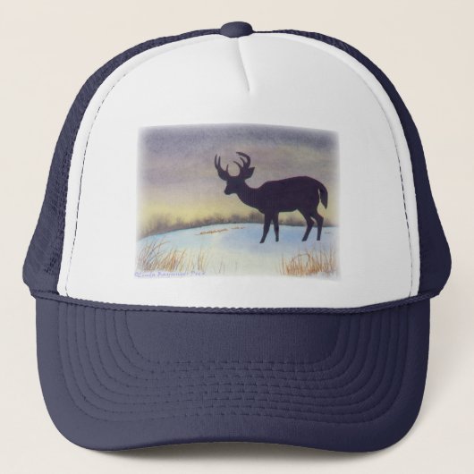 Casquette Peinture de cerfs communs de coucher du soleil (Devant)