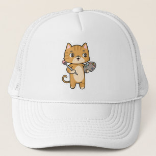 Casquette Peinture de chat avec couleur et pinceau