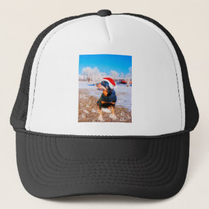 Casquette Peinture de Noël de chien Rottweiler