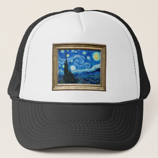 Casquette Peinture de nuit étoilée par le peintre Vincent (Devant)