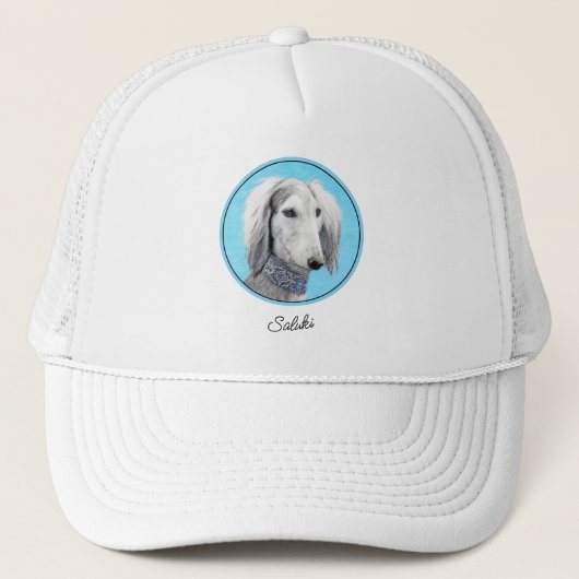 Casquette Peinture de Saluki (Argent) - Joli art original de (Devant)