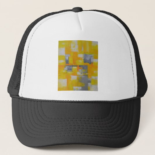 Casquette peinture gris jaune blanc abstrait (Devant)