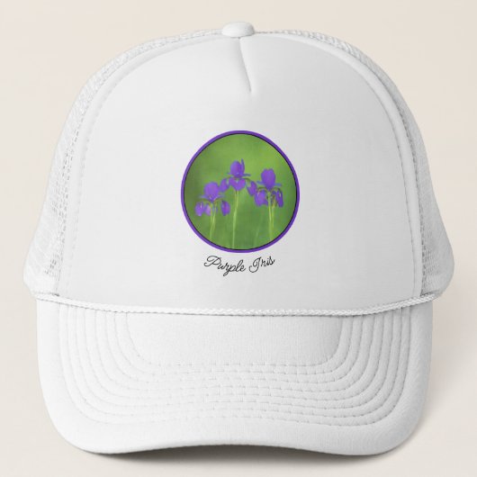 Casquette Peinture Iris Violet - Art Fleur Originale (Devant)