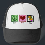 Casquette Peinture Peace Love<br><div class="desc">Un signe de paix,  un coeur et une palette d'artistes de couleurs vives et de pinceau.</div>