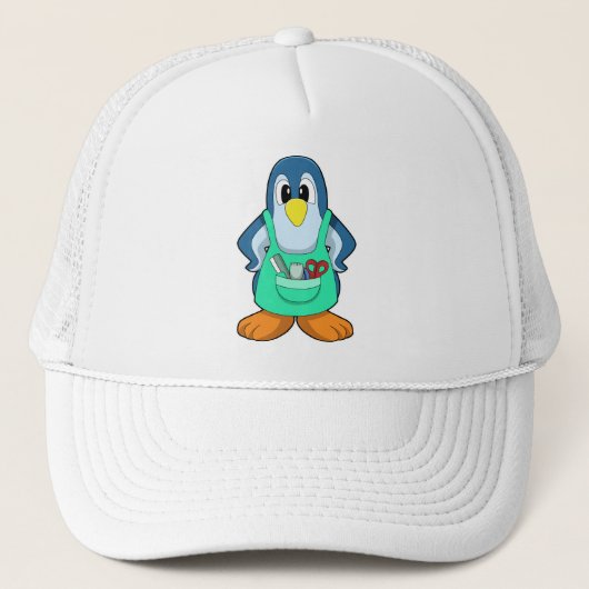 Casquette Penguin coiffeur avec ciseaux et razor (Devant)