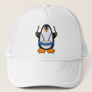 Casquette Penguin comme musicien avec tambour