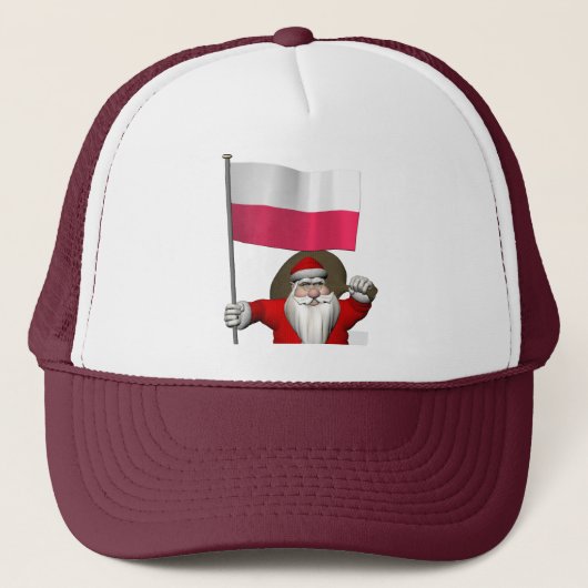 Casquette Père Noël Avec Drapeau De Pologne (Devant)
