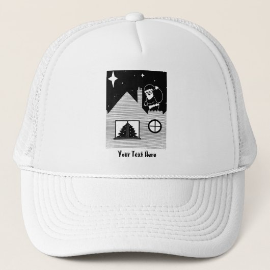 Casquette père Noël contemporaine sur le toit noir et blanc (Devant)