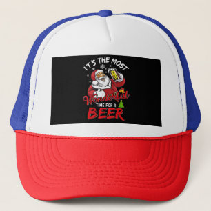 Casquette Père Noël de Noël drôle buvant de la bière merveil