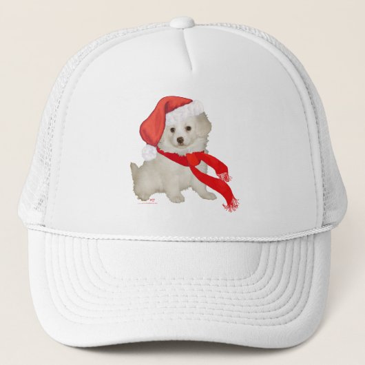 Casquette Père Noël Helper Puppy Poodle / Bichon Mix (Devant)