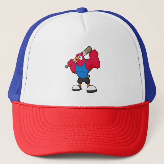 Casquette Perroquet au baseball avec batte de baseball (Devant)