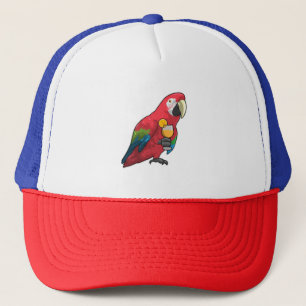 Casquette Perroquet au verre de jus d'orange