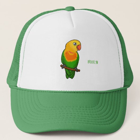 Casquette Perroquet de caricature mignon lovebird (Devant)