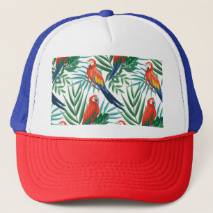 Casquette Perroquets tropicaux : Palmier luxuriant sans tran