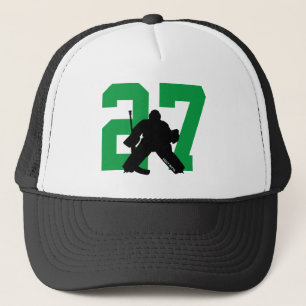 Casquette Personalized Custom Hockey Goalie Number Green