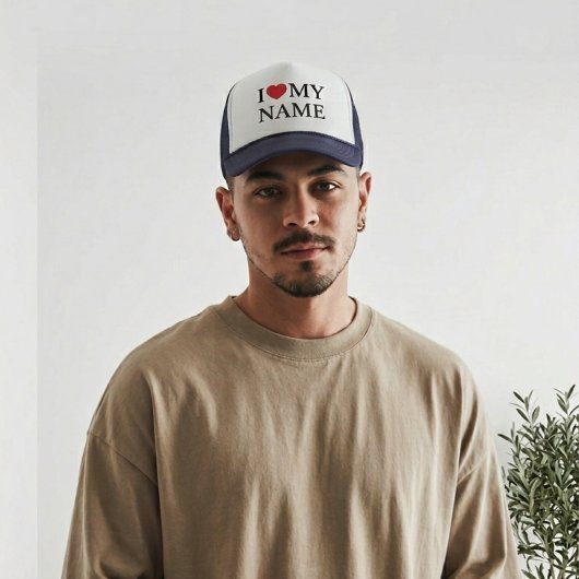 Casquette Personalized I Heart Hat, Custom Text Baseball Cap