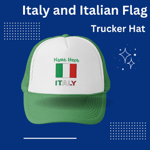 Casquette Personnalisation verte du drapeau italien en Itali