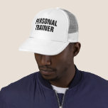 Casquette Personnalisé Gras Texte Mens Personal Trainer Base<br><div class="desc">Ajouter Image Entreprise Logo Grand Gros Gras Police Texte Ici Moderne Elégant Modèle Hommes Unisex Black White Baseball Casquette / Personal Trainer Trucker Chapeau.</div>