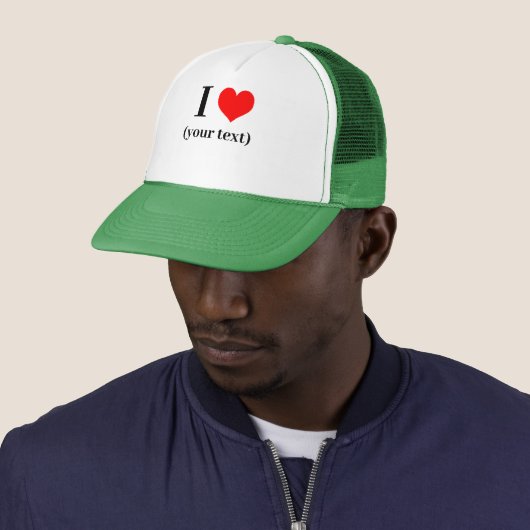 Casquette PERSONNALISÉ! I Coeur Chapeau Trucker - Blanc et V (En situation)