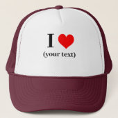 Casquette Personnalisé! I Heart Trucker Hat - Blanc et Maroo (Devant)