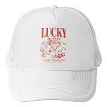 Casquette Personnalisé Las Vegas Bachelorette Party<br><div class="desc">Complétez votre look de soirée de bachelorette de Las Vegas avec notre chapeau de camion personnalisé "Lucky In Love" Custom Las Vegas Bachelorette Party Parfait pour ajouter une touche de style retro à votre fête, ce casquette est conçu pour capturer l'excitation de votre voyage à la plage. Doté d'éléments ludiques...</div>