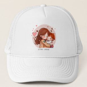 Casquette Personnalisé mignon Red Haired Mère et fille