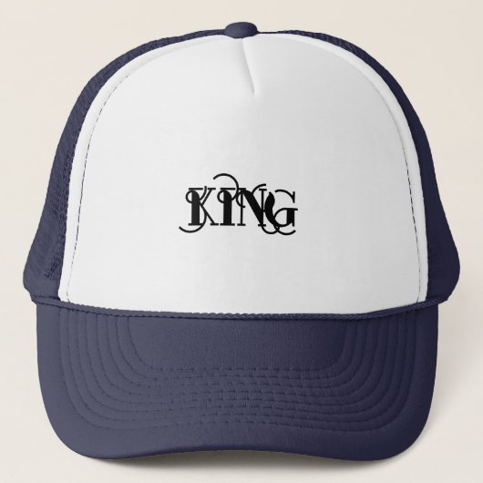 Casquette Personnalisé Nom KING Style Blanc & Marine Élégant (Devant)