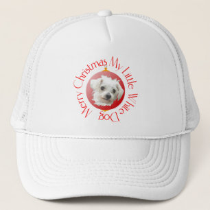 Casquette Petit chien blanc de Noël maltais