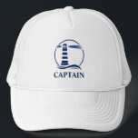 Casquette Phare classique nautique du capitaine<br><div class="desc">Capitaine de phare bleu marine sur Casquette personnalisable blanc.</div>