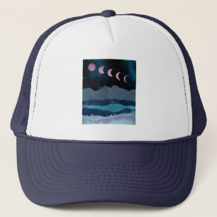 Casquette Phases de lune rose paysage