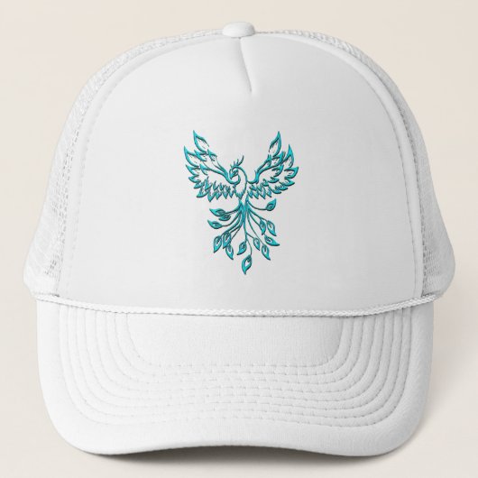 Casquette Phoenix bleu se lève sur blanc (Devant)