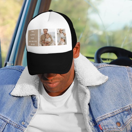 Casquette Photo Collage moderne & We Love Papa Cadeaux